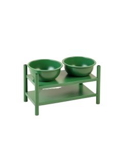 Cove Bend Pet Feeding Stand With Two Plain Empty Bowls - Green