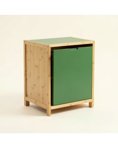 Sage Arc Freestanding Pull-Out Hamper Cabinet - Green (synthetic illustration; no displayed measurements)