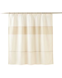 Olive Canyon Shower Curtain Hanging Flat From A Plain Rod - Ivory