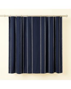 Stone Crossing Shower Curtain Hanging Flat From A Plain Rod - Navy (synthetic illustration; no displayed measurements)