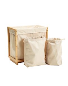Brook Crest Laundry Sorting Station With Plain Removable Bags - Beige