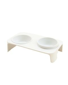 Stone Branch Pet Feeding Stand With Two Plain Empty Bowls - White (synthetic illustration; no displayed measurements)