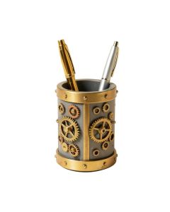 Industrial Steampunk Dual Gear Pen Holder