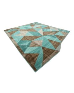 Keneipp Geometric Turquoise/Brown Area Rug