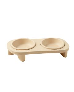 Stone Dell Pet Feeding Stand With Two Plain Empty Bowls - Beige
