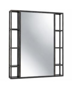 Industrial With Shelves Wall Mirror