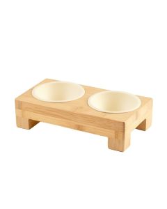 Shore Edge Pet Feeding Stand With Two Plain Empty Bowls - Cream