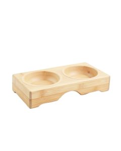 Linden Edge Pet Feeding Stand With Two Plain Empty Bowls - Ivory