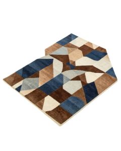 Peden Geometric Tufted Wool Brown/Blue/Beige Area Rug