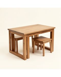 Pleasant View 3 - Piece Counter Height Rubberwood Solid Wood Dining Set (synthetic illustration; no displayed measurements)