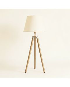 Reed Dale Floor Lamp With A Plain Fabric Shade - Ivory (synthetic illustration; no displayed measurements)
