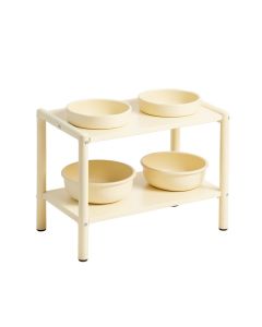 Cove Field Pet Feeding Stand With Two Plain Empty Bowls - Cream