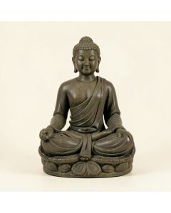 Meditating Buddha In Lotus Position With Two Led Crackle Garden Statue (synthetic illustration; no displayed measurements)