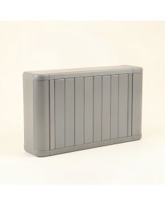 River Arc Narrow Outdoor Storage Bench - Gray (synthetic illustration; no displayed measurements)