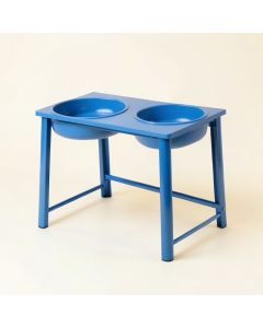Flint Field Pet Feeding Stand With Two Plain Empty Bowls - Blue (synthetic illustration; no displayed measurements)