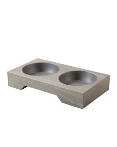 River Bridge Pet Feeding Stand With Two Plain Empty Bowls - Gray