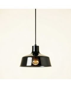Rowan Crest Pendant Light Suspended From One Plain Cable - Black (synthetic illustration; no displayed measurements)