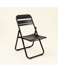 Dawn Crest Folding Outdoor Chair - Black (synthetic illustration; no displayed measurements)