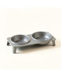 Olive Bridge Pet Feeding Stand With Two Plain Empty Bowls - Gray (synthetic illustration; no displayed measurements)