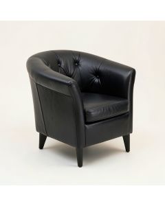 Sheffield 27 '' Wide Tufted Top Grain Leather Barrel Chair (synthetic illustration; no displayed measurements)