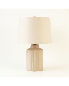 Clay Crest Table Lamp With A Plain Fabric Shade - Beige (synthetic illustration; no displayed measurements)