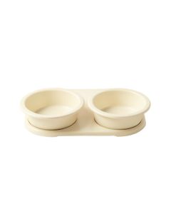 Moss Canyon Pet Feeding Stand With Two Plain Empty Bowls - Ivory