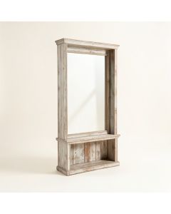 Jaymes Traditional/Rustic Distressed Mirror With Shelves (synthetic illustration; no displayed measurements)