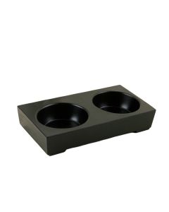 Sage Edge Pet Feeding Stand With Two Plain Empty Bowls - Black