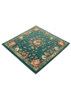 Amedee Floral Power Loom Teal Indoor/Outdoor Area Rug (synthetic illustration; no displayed measurements)