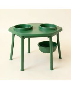 Linden Canyon Pet Feeding Stand With Two Plain Empty Bowls - Green (synthetic illustration; no displayed measurements)