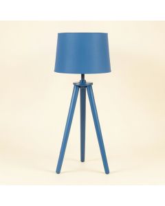 River Bridge Floor Lamp With A Plain Fabric Shade - Blue (synthetic illustration; no displayed measurements)