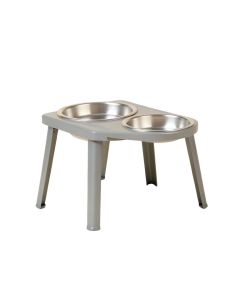 Willow Dale Pet Feeding Stand With Two Plain Empty Bowls - Gray