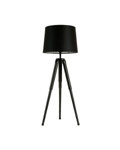 Hill Dale Floor Lamp With A Plain Fabric Shade - Black