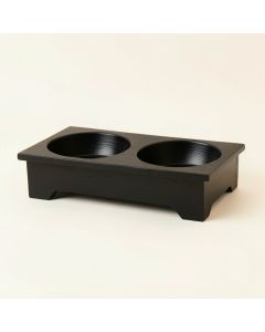 Elm Brook Pet Feeding Stand With Two Plain Empty Bowls - Black (synthetic illustration; no displayed measurements)