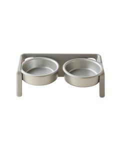 Olive Dell Pet Feeding Stand With Two Plain Empty Bowls - Gray