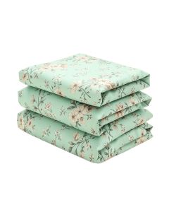 Fontanez Mint Green Reversible Floral Cotton 3 Piece Duvet Cover Set
