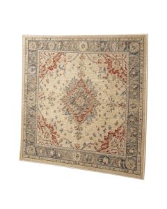 Aghancrossy Oriental Machine Made Power Loom Wool/Polyester Beige/Gray/Red Area Rug