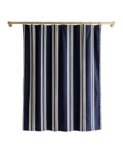 Lake Crossing Shower Curtain Hanging Flat From A Plain Rod - Navy (synthetic illustration; no displayed measurements)