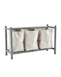Heath Bluff Laundry Sorting Station With Plain Removable Bags - Gray