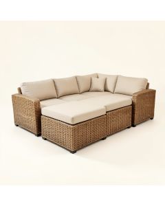 Amende 122 '' Wide Wicker Patio Sectional With Cushions (synthetic illustration; no displayed measurements)