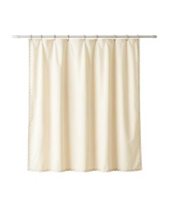Heath Falls Shower Curtain Hanging Flat From A Plain Rod - Cream