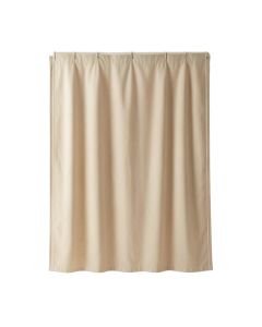 Hazel Canyon Shower Curtain Hanging Flat From A Plain Rod - Beige