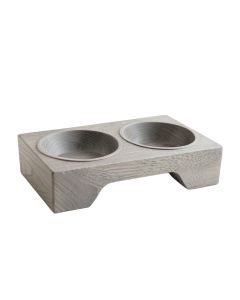 Cedar Bluff Pet Feeding Stand With Two Plain Empty Bowls - Gray