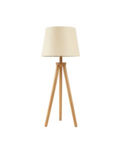 Rowan Bridge Floor Lamp With A Plain Fabric Shade - Beige (synthetic illustration; no displayed measurements)