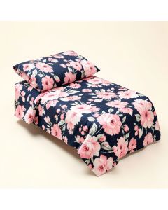 Navy Blue And Pink Watercolor Floral 5 Piece Crib Bedding Set (synthetic illustration; no displayed measurements)