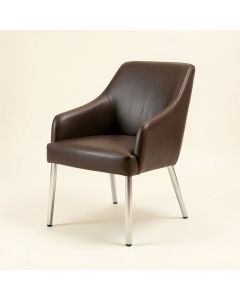 Braatz Leather Upholstered Side Dining Chair In Brushed Chrome (synthetic illustration; no displayed measurements)
