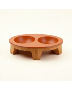 Heath Crossing Pet Feeding Stand With Two Plain Empty Bowls - Terracotta (synthetic illustration; no displayed measurements)