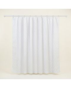 Meadow Arc Shower Curtain Hanging Flat From A Plain Rod - White (synthetic illustration; no displayed measurements)