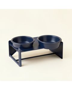 Bay Bluff Pet Feeding Stand With Two Plain Empty Bowls - Navy (synthetic illustration; no displayed measurements)