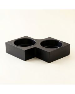 Elm Edge Pet Feeding Stand With Two Plain Empty Bowls - Black (synthetic illustration; no displayed measurements)